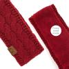 imageCC Winter Fuzzy Fleece Lined Thick Knitted Diagonal Stripes CrissCross Pattern Headband Headwrap HW2060Burgundy