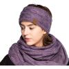 imageCC Winter Fuzzy Fleece Lined Thick Knitted Diagonal Stripes CrissCross Pattern Headband Headwrap HW2060Burgundy