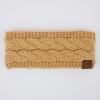 imageCC Winter Fuzzy Fleece Lined Thick Knitted Diagonal Stripes CrissCross Pattern Headband Headwrap HW2060Camel
