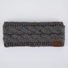 imageCC Winter Fuzzy Fleece Lined Thick Knitted Diagonal Stripes CrissCross Pattern Headband Headwrap HW2060Dk Mel Greyconfetti