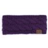 imageCC Winter Fuzzy Fleece Lined Thick Knitted Diagonal Stripes CrissCross Pattern Headband Headwrap HW2060Dk Purple