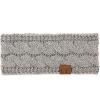 imageCC Winter Fuzzy Fleece Lined Thick Knitted Diagonal Stripes CrissCross Pattern Headband Headwrap HW2060Lt Mel Grey