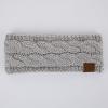 imageCC Winter Fuzzy Fleece Lined Thick Knitted Diagonal Stripes CrissCross Pattern Headband Headwrap HW2060Metallic Silver