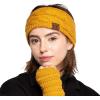 imageCC Winter Fuzzy Fleece Lined Thick Knitted Diagonal Stripes CrissCross Pattern Headband Headwrap HW2060Mustard