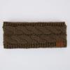 imageCC Winter Fuzzy Fleece Lined Thick Knitted Diagonal Stripes CrissCross Pattern Headband Headwrap HW2060New Olive
