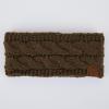 imageCC Winter Fuzzy Fleece Lined Thick Knitted Diagonal Stripes CrissCross Pattern Headband Headwrap HW2060New Oliveconfetti