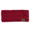 imageCC Winter Fuzzy Fleece Lined Thick Knitted Diagonal Stripes CrissCross Pattern Headband Headwrap HW2060Red