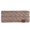 imageCC Winter Fuzzy Fleece Lined Thick Knitted Diagonal Stripes CrissCross Pattern Headband Headwrap HW2060Taupe