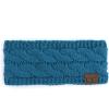 imageCC Winter Fuzzy Fleece Lined Thick Knitted Diagonal Stripes CrissCross Pattern Headband Headwrap HW2060Teal