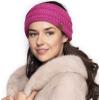 imageCC Winter Fuzzy Fleece Lined Thick Knitted Diagonal Stripes CrissCross Pattern Headband Headwrap HW2060a RibbedAzalea