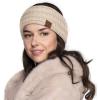 imageCC Winter Fuzzy Fleece Lined Thick Knitted Diagonal Stripes CrissCross Pattern Headband Headwrap HW2060a RibbedBeige