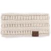 imageCC Winter Fuzzy Fleece Lined Thick Knitted Diagonal Stripes CrissCross Pattern Headband Headwrap HW2060a RibbedBeige