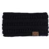 imageCC Winter Fuzzy Fleece Lined Thick Knitted Diagonal Stripes CrissCross Pattern Headband Headwrap HW2060a RibbedBlack