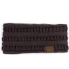 imageCC Winter Fuzzy Fleece Lined Thick Knitted Diagonal Stripes CrissCross Pattern Headband Headwrap HW2060a RibbedBrown