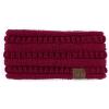 imageCC Winter Fuzzy Fleece Lined Thick Knitted Diagonal Stripes CrissCross Pattern Headband Headwrap HW2060a RibbedBurgundy
