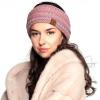 imageCC Winter Fuzzy Fleece Lined Thick Knitted Diagonal Stripes CrissCross Pattern Headband Headwrap HW2060a RibbedDk Rose Mixed42