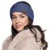 imageCC Winter Fuzzy Fleece Lined Thick Knitted Diagonal Stripes CrissCross Pattern Headband Headwrap HW2060a RibbedDkDenim
