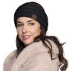imageCC Winter Fuzzy Fleece Lined Thick Knitted Diagonal Stripes CrissCross Pattern Headband Headwrap HW2060a RibbedDkMelGrey