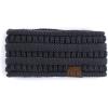 imageCC Winter Fuzzy Fleece Lined Thick Knitted Diagonal Stripes CrissCross Pattern Headband Headwrap HW2060a RibbedDkMelGrey
