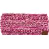 imageCC Winter Fuzzy Fleece Lined Thick Knitted Diagonal Stripes CrissCross Pattern Headband Headwrap HW2060a RibbedHot Pink Mixed1