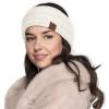 imageCC Winter Fuzzy Fleece Lined Thick Knitted Diagonal Stripes CrissCross Pattern Headband Headwrap HW2060a RibbedIvory