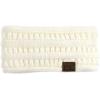 imageCC Winter Fuzzy Fleece Lined Thick Knitted Diagonal Stripes CrissCross Pattern Headband Headwrap HW2060a RibbedIvory