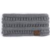 imageCC Winter Fuzzy Fleece Lined Thick Knitted Diagonal Stripes CrissCross Pattern Headband Headwrap HW2060a RibbedLtMelGrey