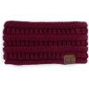 imageCC Winter Fuzzy Fleece Lined Thick Knitted Diagonal Stripes CrissCross Pattern Headband Headwrap HW2060a RibbedMaroon