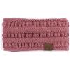 imageCC Winter Fuzzy Fleece Lined Thick Knitted Diagonal Stripes CrissCross Pattern Headband Headwrap HW2060a RibbedMauve