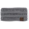 imageCC Winter Fuzzy Fleece Lined Thick Knitted Diagonal Stripes CrissCross Pattern Headband Headwrap HW2060a RibbedNatGrey