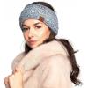 imageCC Winter Fuzzy Fleece Lined Thick Knitted Diagonal Stripes CrissCross Pattern Headband Headwrap HW2060a RibbedNavy Mixed40