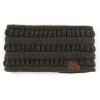 imageCC Winter Fuzzy Fleece Lined Thick Knitted Diagonal Stripes CrissCross Pattern Headband Headwrap HW2060a RibbedNew Olive
