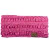 imageCC Winter Fuzzy Fleece Lined Thick Knitted Diagonal Stripes CrissCross Pattern Headband Headwrap HW2060a RibbedOmbre Bubble Gum Pink