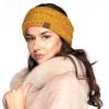 imageCC Winter Fuzzy Fleece Lined Thick Knitted Diagonal Stripes CrissCross Pattern Headband Headwrap HW2060a RibbedOmbre Mustard