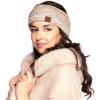 imageCC Winter Fuzzy Fleece Lined Thick Knitted Diagonal Stripes CrissCross Pattern Headband Headwrap HW2060a RibbedOmbre Oatmeal