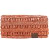 imageCC Winter Fuzzy Fleece Lined Thick Knitted Diagonal Stripes CrissCross Pattern Headband Headwrap HW2060a RibbedOmbre Orange