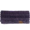 imageCC Winter Fuzzy Fleece Lined Thick Knitted Diagonal Stripes CrissCross Pattern Headband Headwrap HW2060a RibbedOmbre Purple