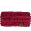 imageCC Winter Fuzzy Fleece Lined Thick Knitted Diagonal Stripes CrissCross Pattern Headband Headwrap HW2060a RibbedOmbre Red