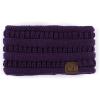 imageCC Winter Fuzzy Fleece Lined Thick Knitted Diagonal Stripes CrissCross Pattern Headband Headwrap HW2060a RibbedPurple