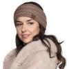 imageCC Winter Fuzzy Fleece Lined Thick Knitted Diagonal Stripes CrissCross Pattern Headband Headwrap HW2060a RibbedTaupe