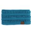 imageCC Winter Fuzzy Fleece Lined Thick Knitted Diagonal Stripes CrissCross Pattern Headband Headwrap HW2060a RibbedTeal