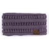 imageCC Winter Fuzzy Fleece Lined Thick Knitted Diagonal Stripes CrissCross Pattern Headband Headwrap HW2060a RibbedViolet