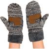 imageCC Winter Warm Knit Soft Fuzzy Lined Cuff Mittens Gloves3 Tone Gray