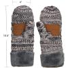 imageCC Winter Warm Knit Soft Fuzzy Lined Cuff Mittens Gloves3 Tone Gray
