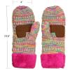 imageCC Winter Warm Knit Soft Fuzzy Lined Cuff Mittens GlovesRainbow Mix