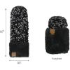 imageCC Women Fuzzy Lined Sequin Fur Pom Beanie ampamp Mitten SetSequin Black