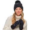 imageCC Women Fuzzy Lined Sequin Fur Pom Beanie ampamp Mitten SetSequin PurpleBlack