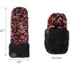 imageCC Women Fuzzy Lined Sequin Fur Pom Beanie ampamp Mitten SetSequin RedBlack