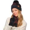 imageCC Women Fuzzy Lined Sequin Fur Pom Beanie ampamp Mitten SetSequin RedBlack