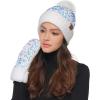 imageCC Women Fuzzy Lined Sequin Fur Pom Beanie ampamp Mitten SetSequin White